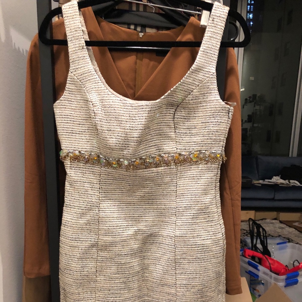Trina Turk metallic jacquard dress